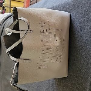 Victoria Secret Large White Tote With Silver Accent Tassel & Interior